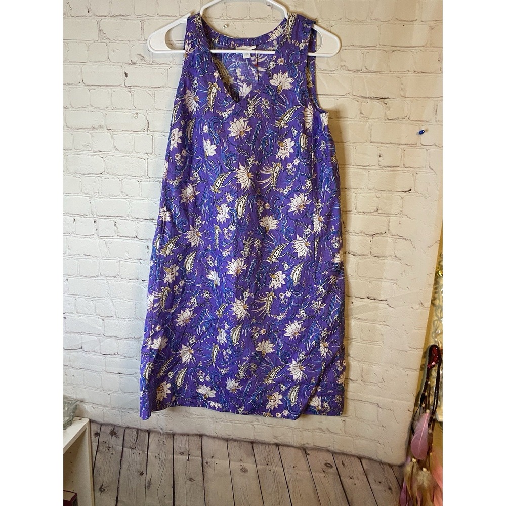 J.jill love linen Pastel‎ floral sleeveless dress Size XS